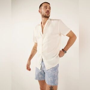 Chubbies Rayon Sunday Shirt The Ivory Lotus Relaxed Fit Size XL In Ivory NWT